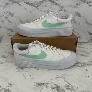 Nike Court Legacy Lift Platform Athletic Shoes White Mint Green Women’s Size 11